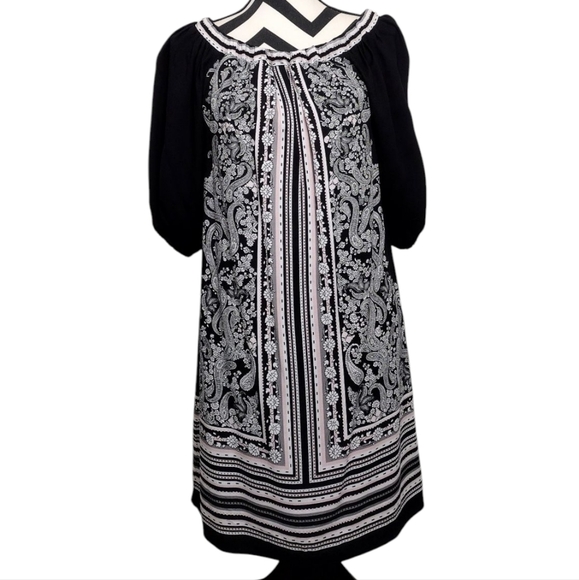 NWT Max Studio Women's Paisley Print Boho 3/4 Raglan Sleeve Dress Sz XS - Picture 1 of 14